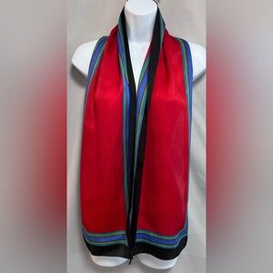 Club 7 Écho All Silk Red Green Block Women’s Rectangle Scarf‎ 58”x 11"